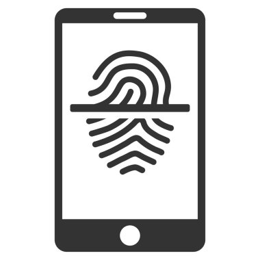Smartphone parmak izi tarayıcı düz vektör simgesi