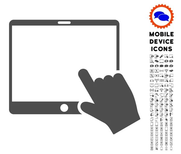 Icône de tablette pointeur main avec ensemble — Image vectorielle