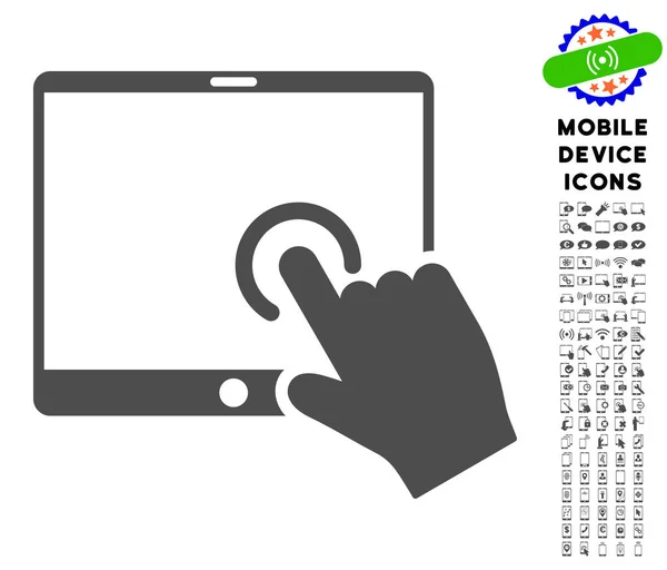 Icono de PDA táctil de mano con conjunto — Archivo Imágenes Vectoriales