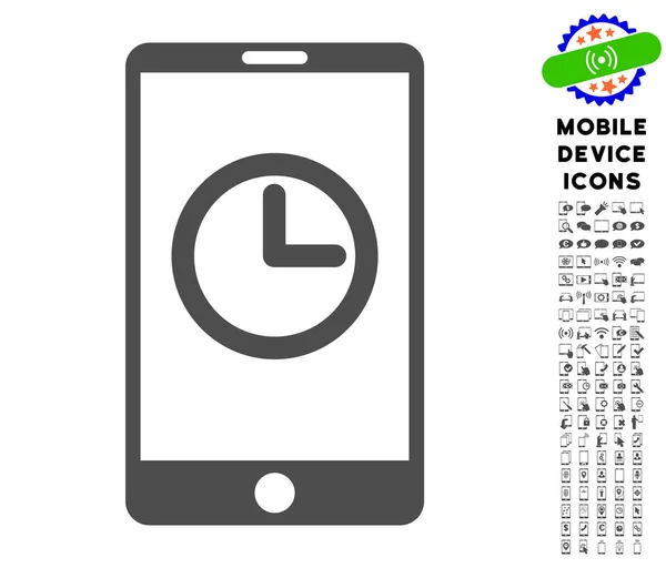 Icône d'horloge mobile avec ensemble — Image vectorielle