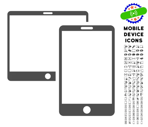 Icona Dispositivi mobili con Set — Vettoriale Stock