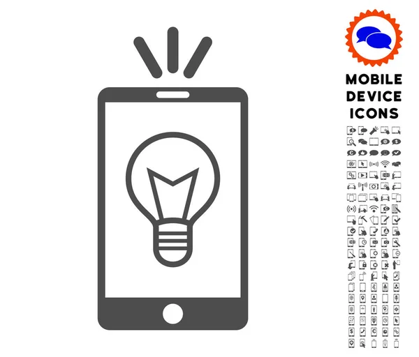 Icono de luz de lámpara móvil con conjunto — Archivo Imágenes Vectoriales