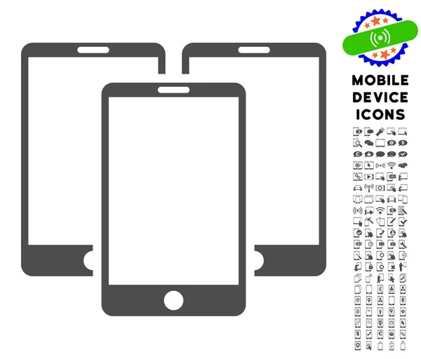 Icono de teléfonos móviles con conjunto — Archivo Imágenes Vectoriales