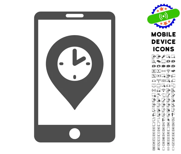 Icône de pointeur de temps mobile avec ensemble — Image vectorielle