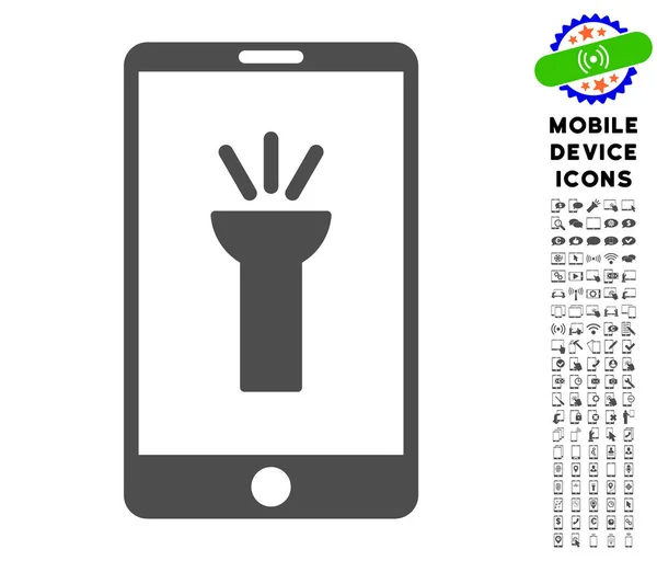 Icono de aplicación de antorcha móvil con conjunto — Archivo Imágenes Vectoriales