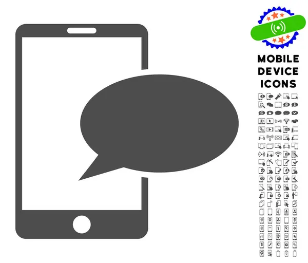 Icône de message téléphonique avec Set — Image vectorielle