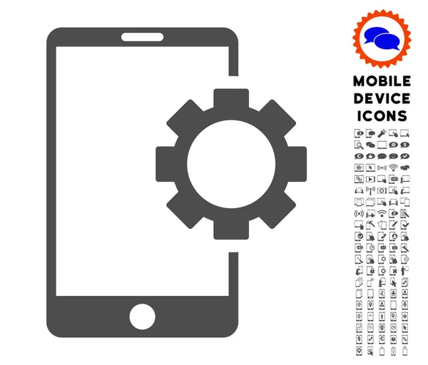 Icône d'engrenage de configuration de téléphone avec ensemble — Image vectorielle