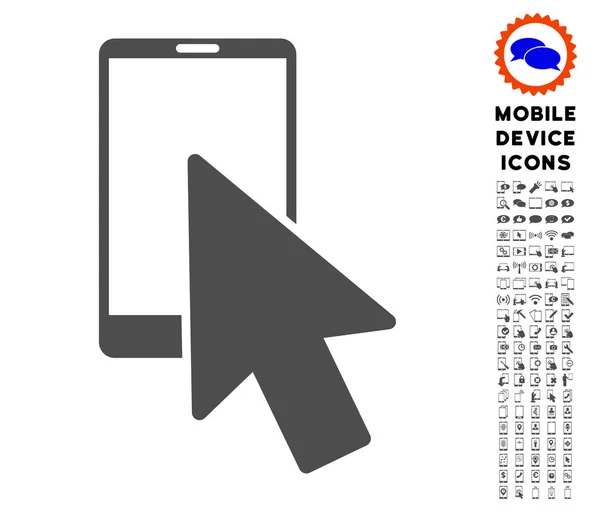 Icône pointeur flèche Smartphone avec ensemble — Image vectorielle