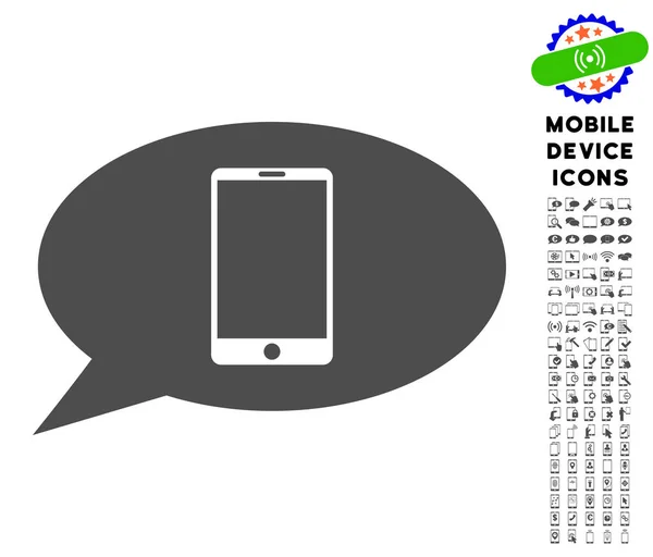 Icône Message Smartphone avec Set — Image vectorielle