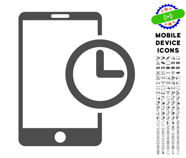 Icône de temps Smartphone avec Set — Image vectorielle