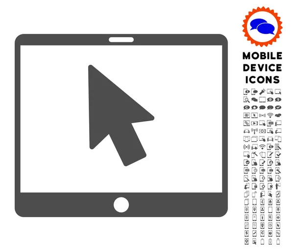 Icône de pointeur de flèche de tablette avec ensemble — Image vectorielle