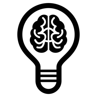 Beyin ampul düz vektör simgesi