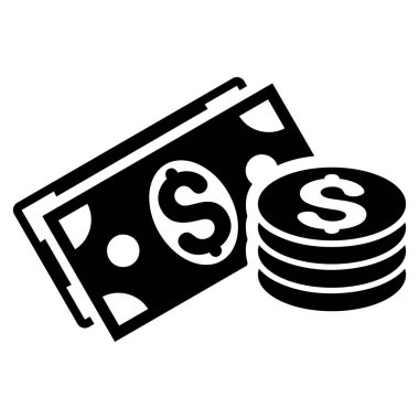 Doları nakit düz vektör simgesi