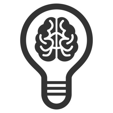Beyin ampul düz vektör simgesi