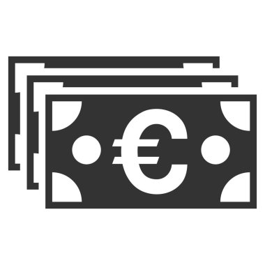 Euro banknot düz vektör simgesi