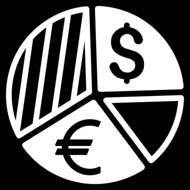 Para birimi pasta grafiği düz vektör simgesi