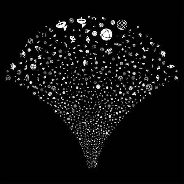 Джерельний потік піктограм символів космічних технологій — стоковий вектор