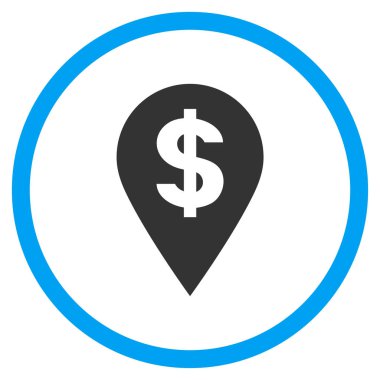 Doları harita işaretleyici yuvarlak vektör simgesi