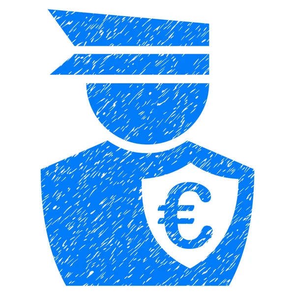 Euro Commissaire Grunge Icône — Image vectorielle