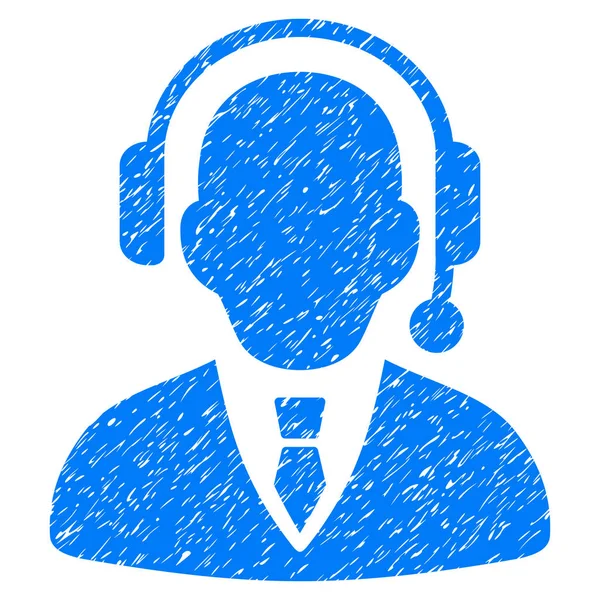 Call Center Operator Grunge Icon — Stock Vector