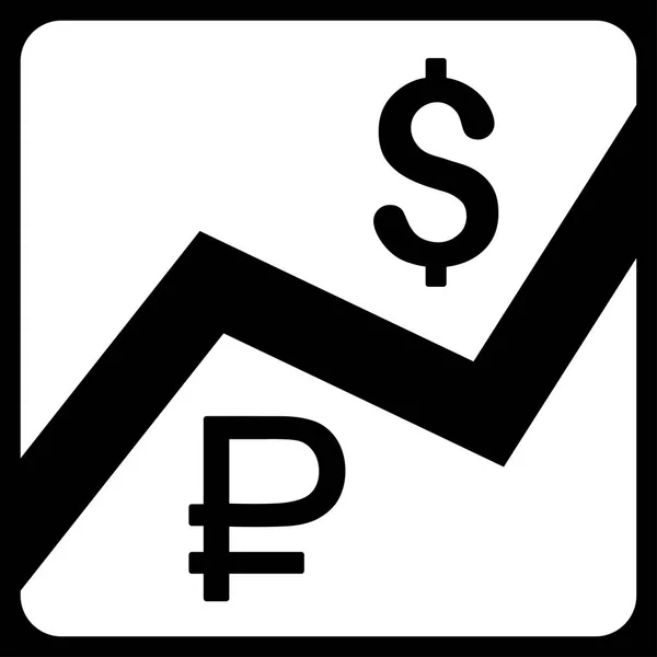 Ícone de finanças de rublo e dólar — Vetor de Stock