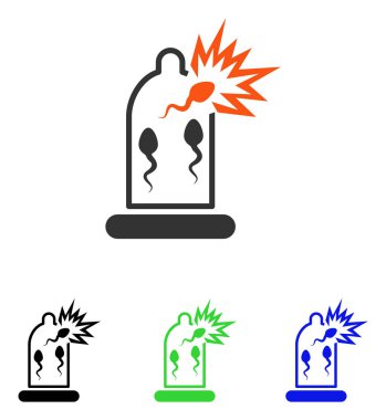 Prezervatif Sperm zarar düz vektör simgesi