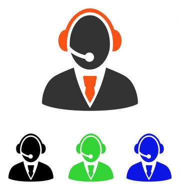 Çağrı Merkezi çalışan düz vektör simgesi