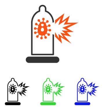 Prezervatif enfeksiyon zarar düz vektör simgesi