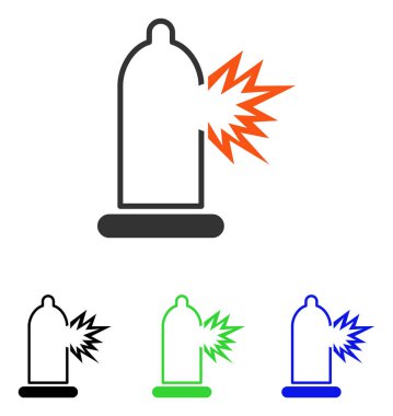 Prezervatif hasar düz vektör simgesi