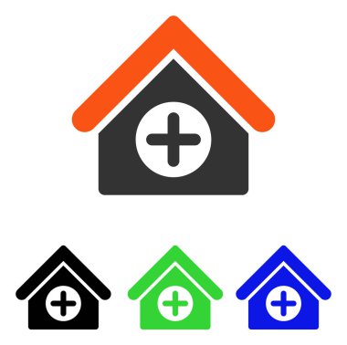 Hastane düz vektör simgesi