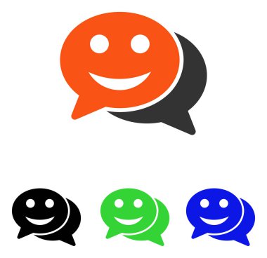 Mutlu sohbet düz vektör simgesi