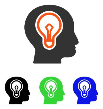 Fikir ampul düz vektör simgesi