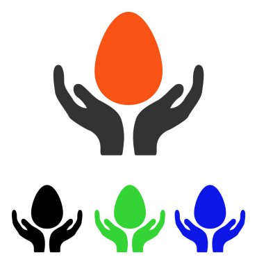 Kuluçka yumurta bakım el düz vektör simgesi