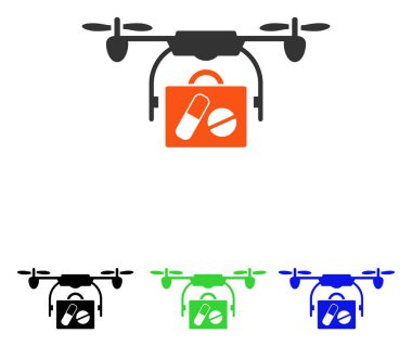 Tıbbi dron sevk irsaliyesi düz vektör simgesi