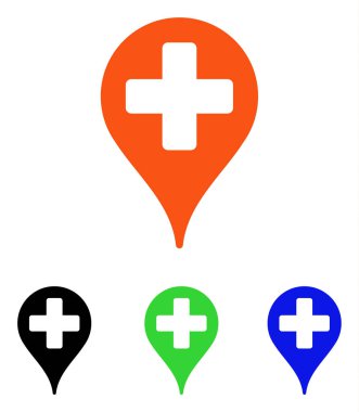 Tıbbi harita işaretleyici düz vektör simgesi