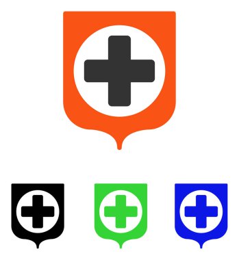 Tıbbi kalkan düz vektör simgesi