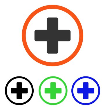 Yuvarlak artı düz vektör simgesi