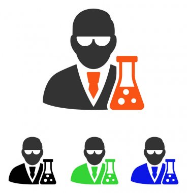 Flask düz vektör simgesi olan bilim adamı