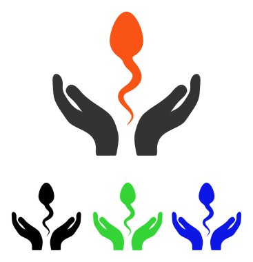 Sperm bakım el düz vektör simgesi
