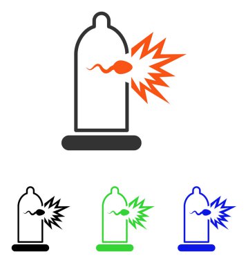 Sperm kaçış prezervatif düz vektör simgesi