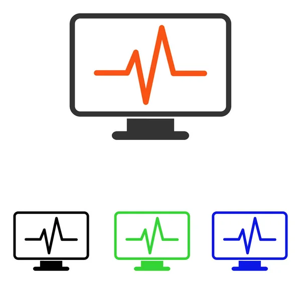 Monitoramento de Pulso Flat Vector Icon — Vetor de Stock