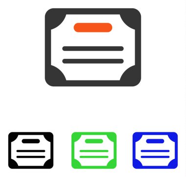 Sertifika düz vektör simgesi