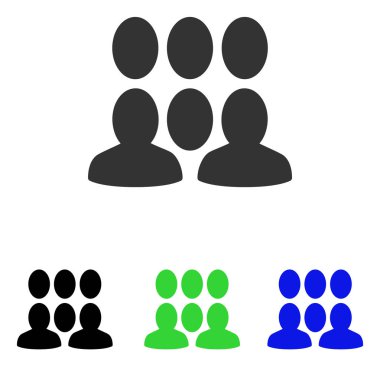 Kalabalık düz vektör simgesi