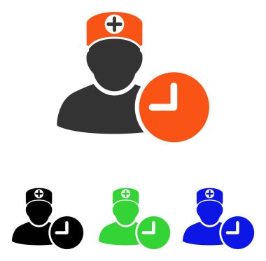 Doktor zamanlama saat düz vektör simgesi