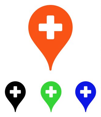 Klinik harita işaretçi düz vektör simgesi