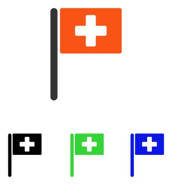 Hastane bayrak düz vektör simgesi