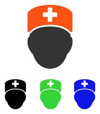 Doktor kafa düz vektör simgesi