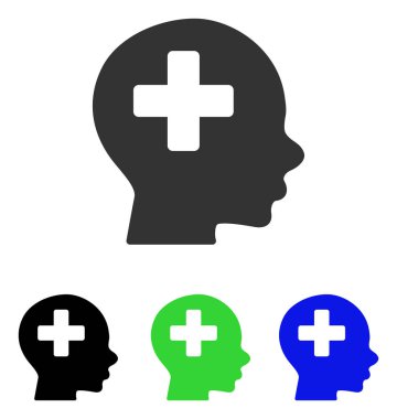 Baş Tıp düz vektör simgesi