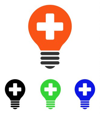 Sağlığa bakım ampul düz vektör simgesi