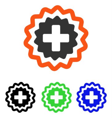 Tıbbi damga düz vektör simgesi çapraz